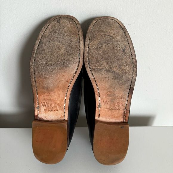 Vintage Black Leather Leopard Weejuns Penny Loafers  8 - Picture 8 of 9